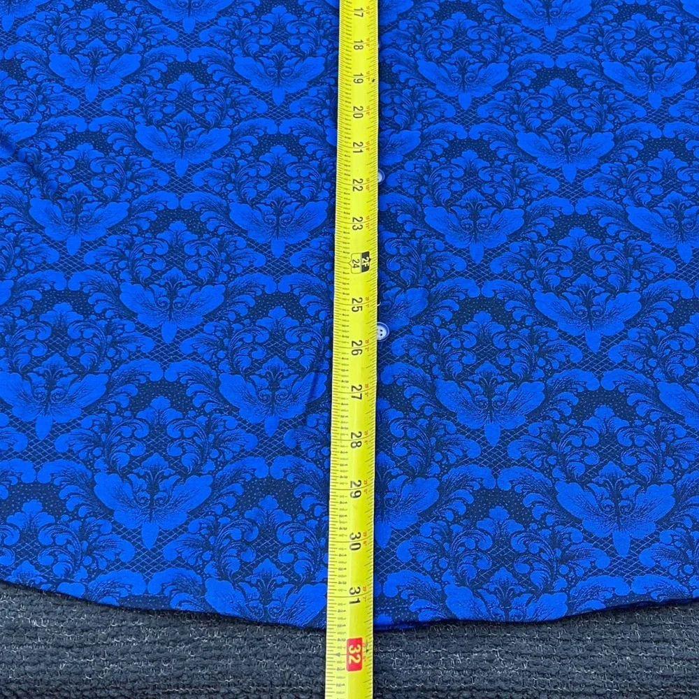 Robert Graham Bayview Down Shirt 3XL ClassicFit Navy Damask Jacquard Long Sleeve